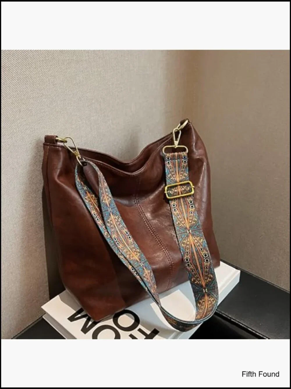 Vegan Leather Hobo Crossbody Bag with Guitar Strap Tote